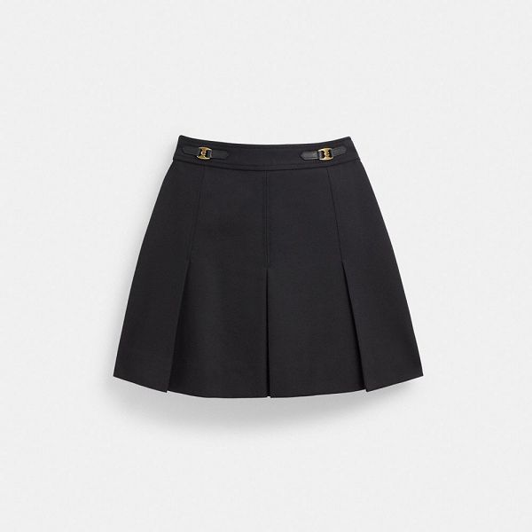 Dámské Sukně Coach Heritage C Pleated Mini Černé | 4018256-CZ