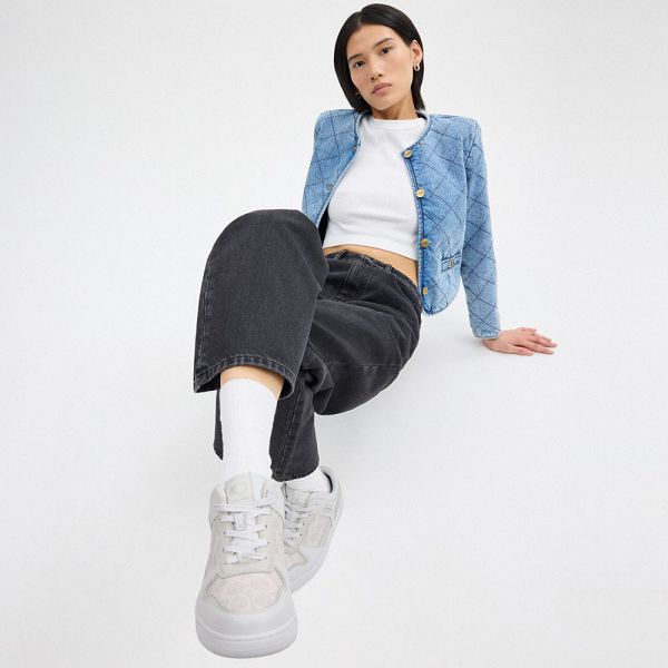 Dámské Tenisky Coach C201 Low Top In Signature Canvas Bílé | 3865921-CZ