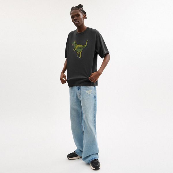 Dámské Tričko Coach Rexy Relaxed Fit In Organic Cotton Černé | 0823715-CZ