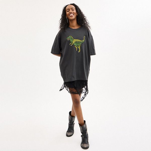 Dámské Tričko Coach Rexy Relaxed Fit In Organic Cotton Černé | 0823715-CZ