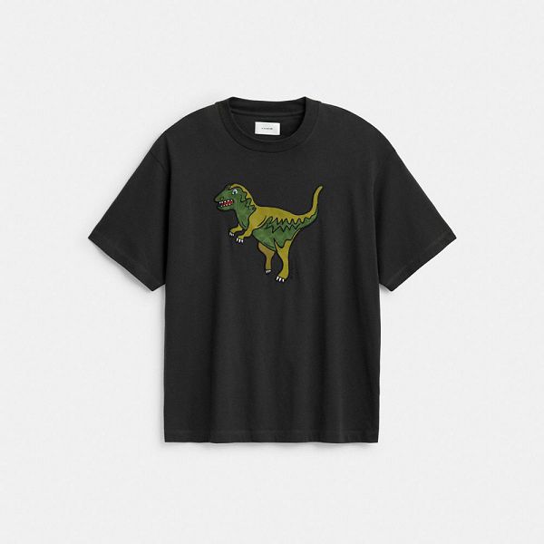Dámské Tričko Coach Rexy Relaxed Fit In Organic Cotton Černé | 0823715-CZ