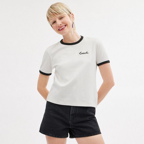 Dámské Tričko Coach Ringer Bílé | 5908234-CZ