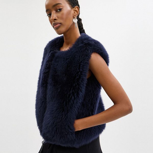 Dámské Vesta Coach Fluffy Shearling Tmavě Blankyt | 6053712-CZ