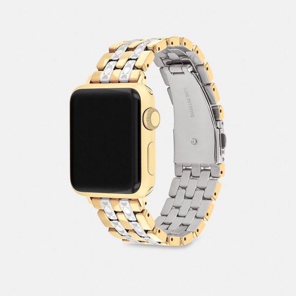 Dámské Watch Strap Coach Apple 38 Mm 40 Mm And 41 Mm Stříbrné Černé Zlaté | 3418096-CZ