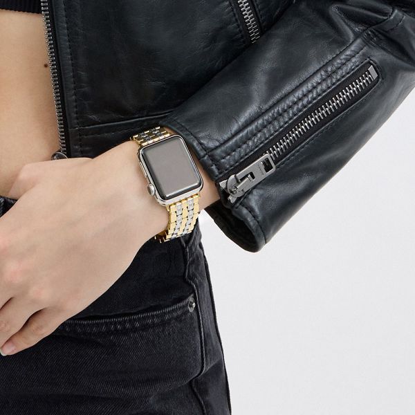 Dámské Watch Strap Coach Apple 38 Mm 40 Mm And 41 Mm Stříbrné Černé Zlaté | 3418096-CZ