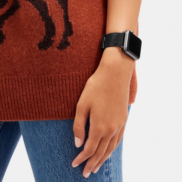 Dámské Watch Strap Coach Apple 42 Mm And 44 Mm Černé | 6875041-CZ