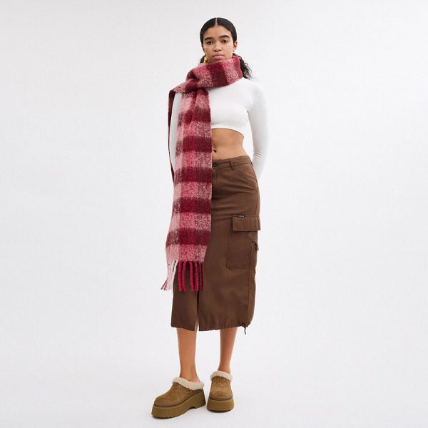 Dámské Šátek Coach Oversized Plaid With Leather Patch Vínové | 4139758-CZ