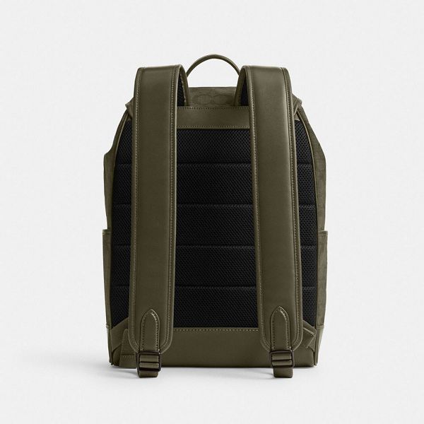 Pánské Batoh Coach League Flap In Signature Canvas Jacquard Zelene | 5860734-CZ