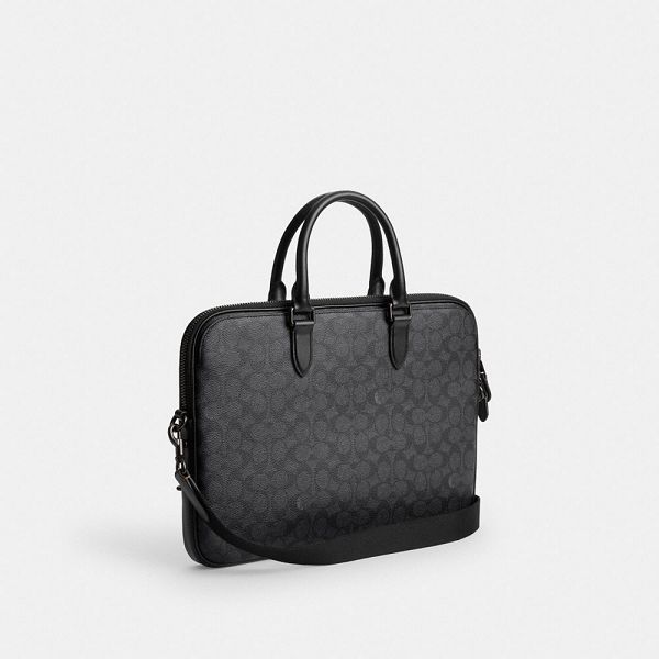 Pánské Briefcase Coach Gotham Slim Briefcase In Signature Canvas Šedé | 2069351-CZ