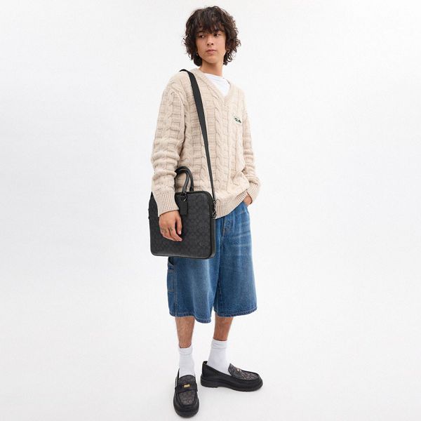 Pánské Briefcase Coach Gotham Slim Briefcase In Signature Canvas Šedé | 2069351-CZ