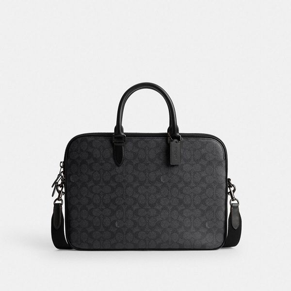 Pánské Briefcase Coach Gotham Slim Briefcase In Signature Canvas Šedé | 2069351-CZ