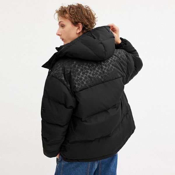 Pánské Bunda Coach Down Puffer In Recycled Polyester Černé | 5902867-CZ