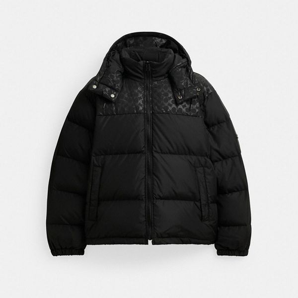 Pánské Bunda Coach Down Puffer In Recycled Polyester Černé | 5902867-CZ