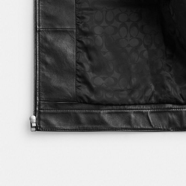 Pánské Bunda Coach Heritage C Lightweight Leather Černé | 1297805-CZ