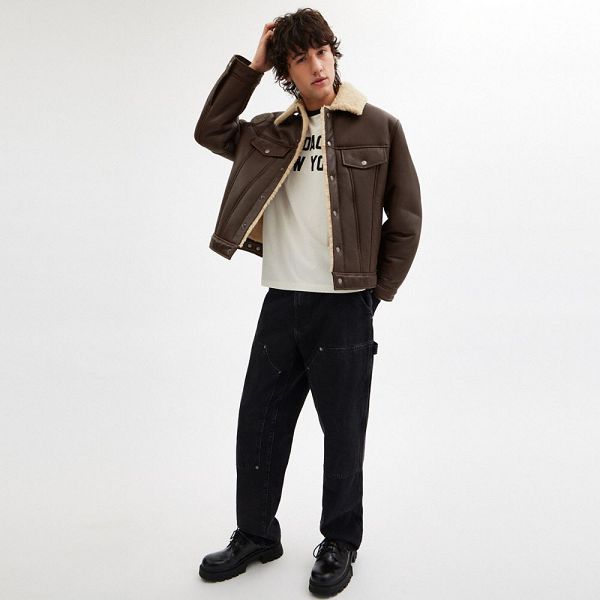Pánské Bunda Coach Shearling Trucker Hnědé | 7261045-CZ