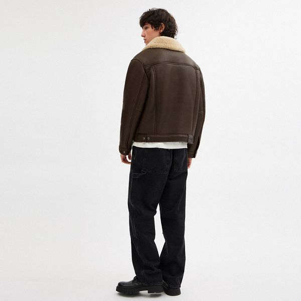 Pánské Bunda Coach Shearling Trucker Hnědé | 7261045-CZ