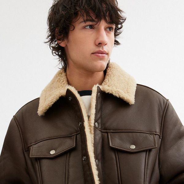 Pánské Bunda Coach Shearling Trucker Hnědé | 7261045-CZ