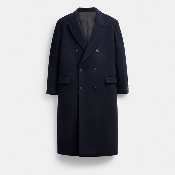 Pánské Kabáty Coach Double Breasted Wool Tmavě Blankyt Blankyt | 9406235-CZ