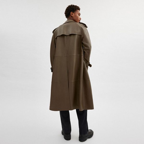 Pánské Kabáty Coach Leather Trench Olivy Zelené | 2109674-CZ