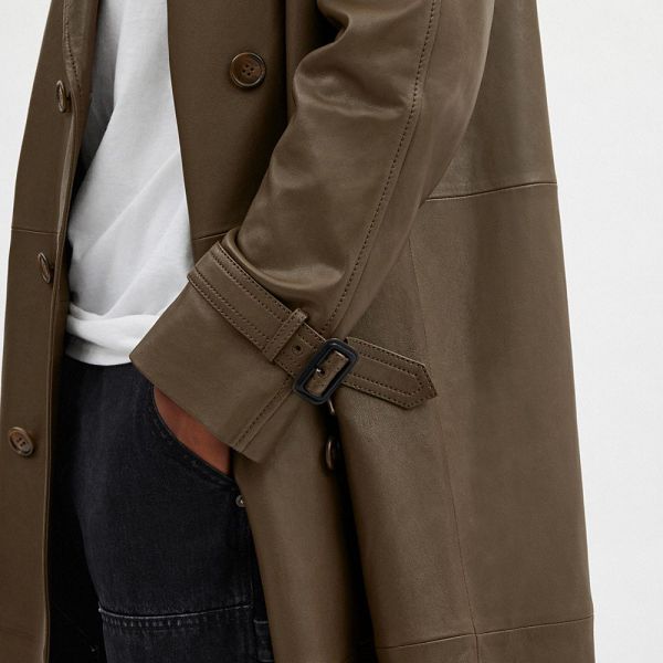 Pánské Kabáty Coach Leather Trench Olivy Zelené | 2109674-CZ