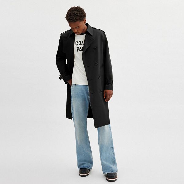 Pánské Kabáty Coach Relaxed Trench Černé | 2315840-CZ