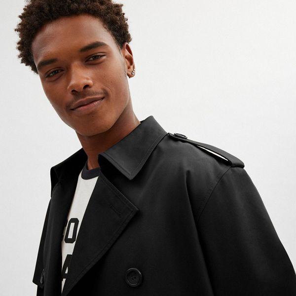 Pánské Kabáty Coach Relaxed Trench Černé | 2315840-CZ