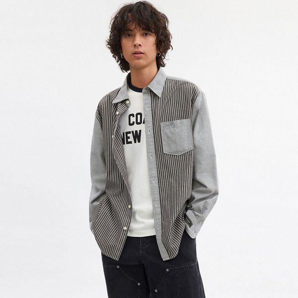 Pánské Košile Coach Button Down Šedé | 2067493-CZ