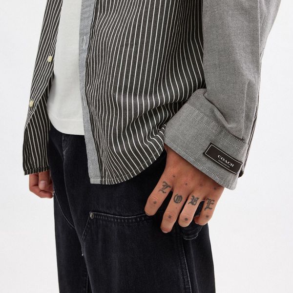 Pánské Košile Coach Button Down Šedé | 2067493-CZ