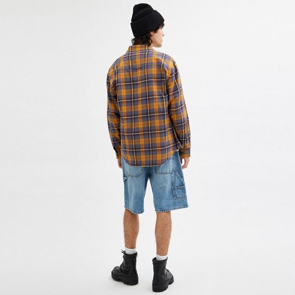 Pánské Košile Coach Plaid Button Down Hořčice | 9320456-CZ