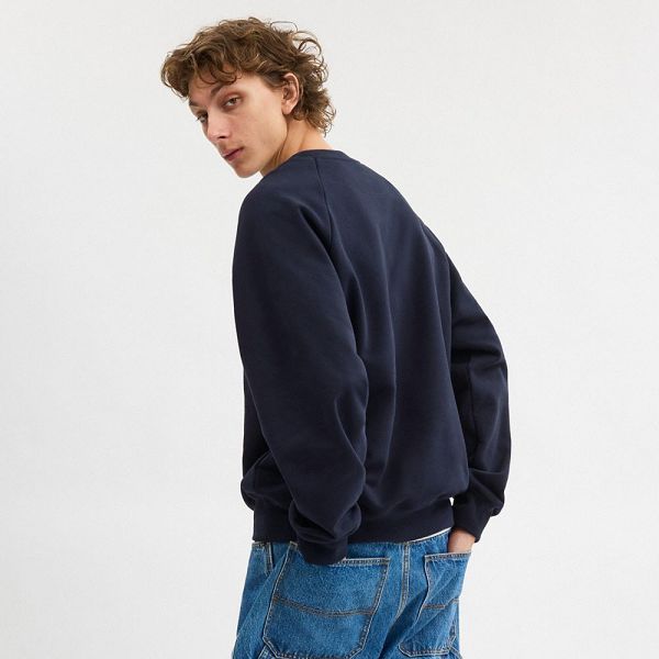 Pánské Mikina Coach Debossed Raglan Crewneck Tmavě Blankyt Blankyt | 8675439-CZ