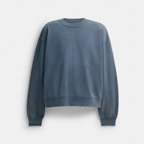Pánské Mikina Coach Garment Dye Crewneck Tmavě Blankyt Blankyt | 3915760-CZ