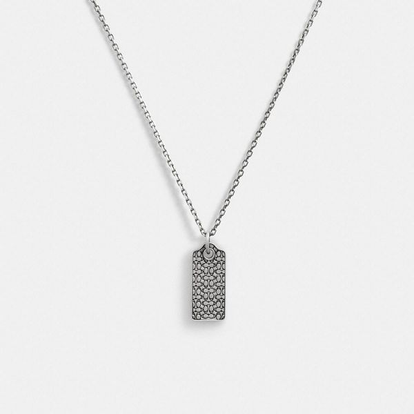 Pánské Náhrdelník Coach Sterling Quilted Hangtag Long Pendant Stříbrné | 3602149-CZ