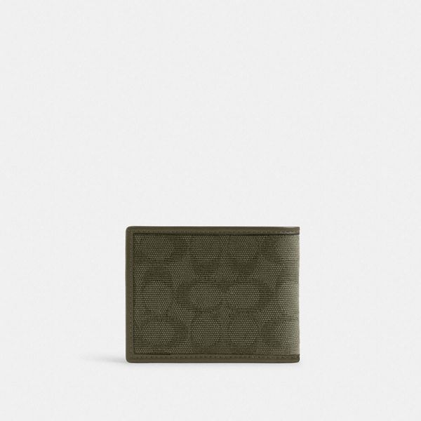 Pánské Peněženka Coach Slim Billfold In Signature Canvas Jacquard Zelene | 5748609-CZ