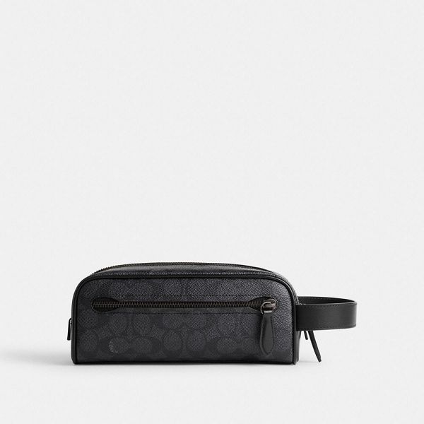 Pánské Pouzdro Taška Coach Travel Kit In Signature Canvas Šedé | 9613052-CZ