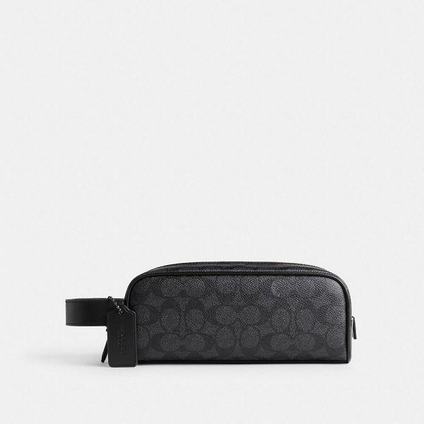 Pánské Pouzdro Taška Coach Travel Kit In Signature Canvas Šedé | 9613052-CZ