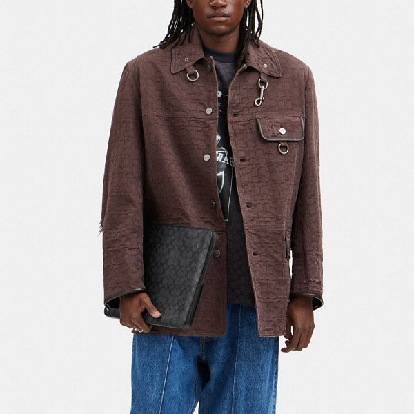 Pánské Pouzdro Taška Coach Zip Around Laptop In Signature Canvas Šedé | 0259437-CZ