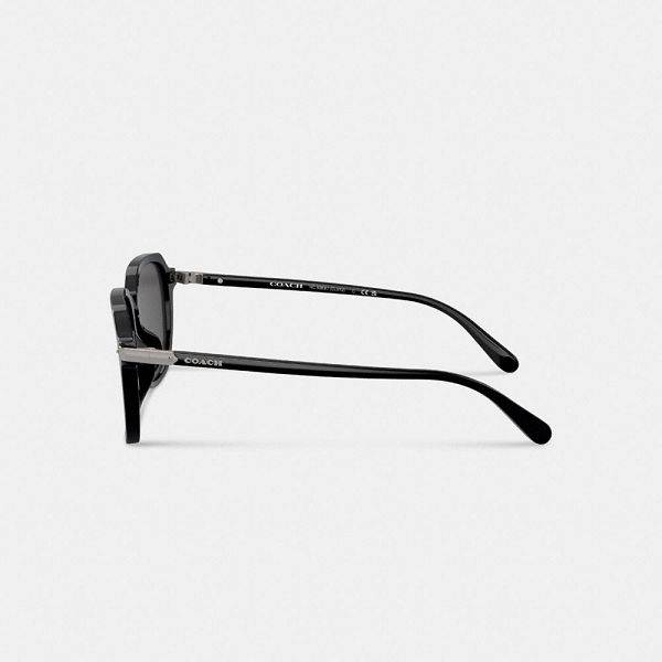 Pánské Sluneční Brýle Coach Wrap Around Hangtag Keyhole Černé | 9584031-CZ