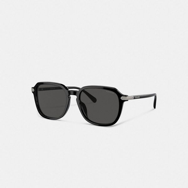Pánské Sluneční Brýle Coach Wrap Around Hangtag Keyhole Černé | 9584031-CZ