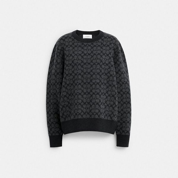 Pánské Svetr Coach Signature Crewneck Šedé | 7289603-CZ