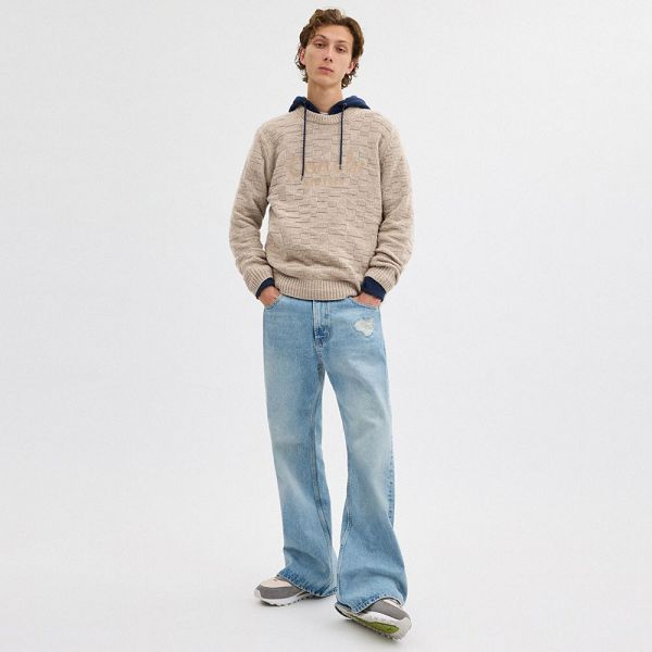 Pánské Svetr Coach Signature Knit Crewneck Béžový | 8094365-CZ