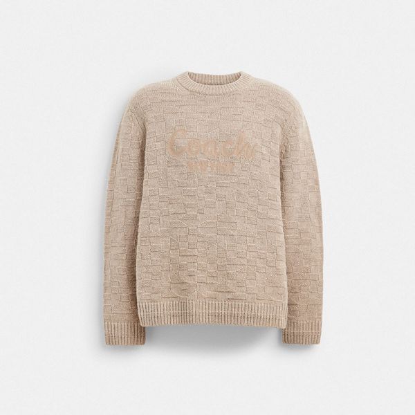 Pánské Svetr Coach Signature Knit Crewneck Béžový | 8094365-CZ