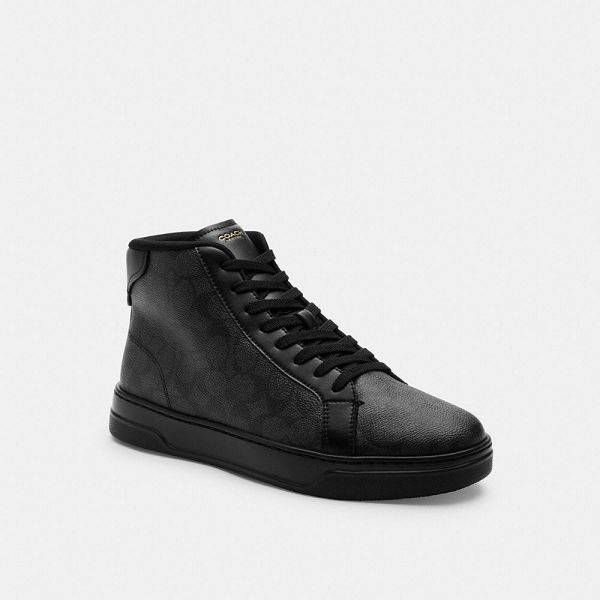 Pánské Tenisky Coach High Line High Top In Signature Canvas Šedé Černé | 9350146-CZ