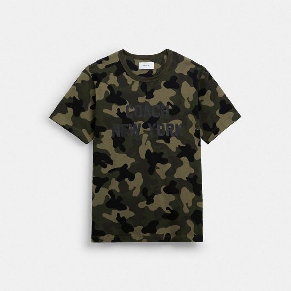 Pánské Tričko Coach Camo Print Maskáčové | 7109685-CZ