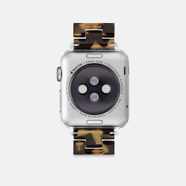 Pánské Watch Strap Coach Apple 38 Mm 40 Mm And 41 Mm Černé Bílé Hnědé | 2503186-CZ