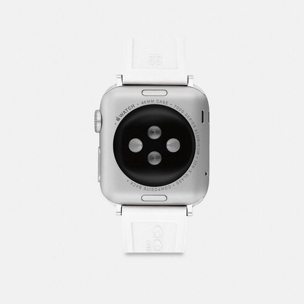 Pánské Watch Strap Coach Apple 42 Mm And 44 Mm Bílé | 6493852-CZ